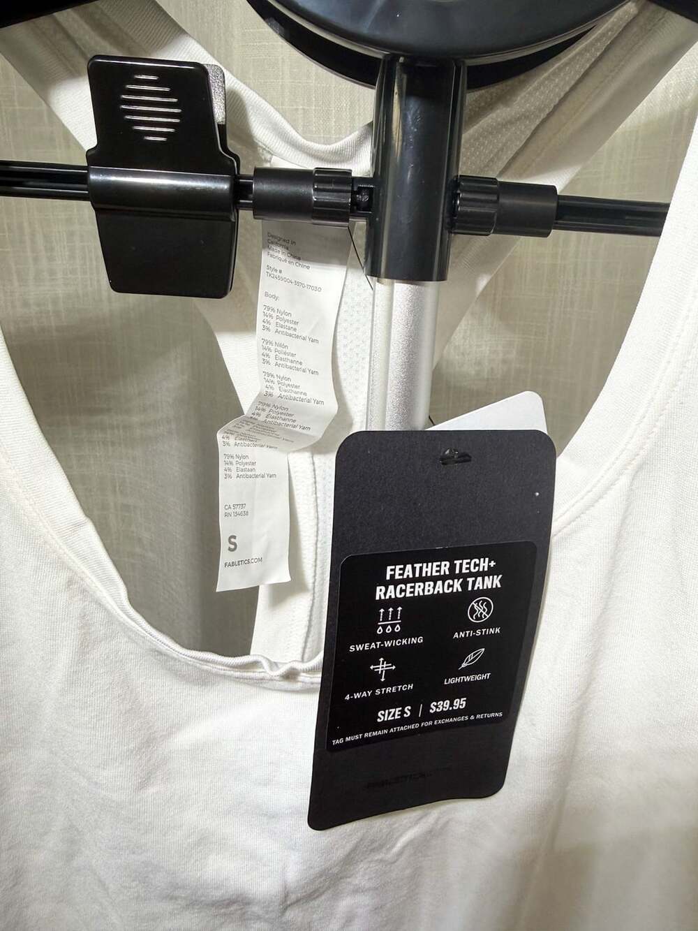 Fabletics Feather Tech+ Racerback Tank Size S White - Picture 2 of 5
